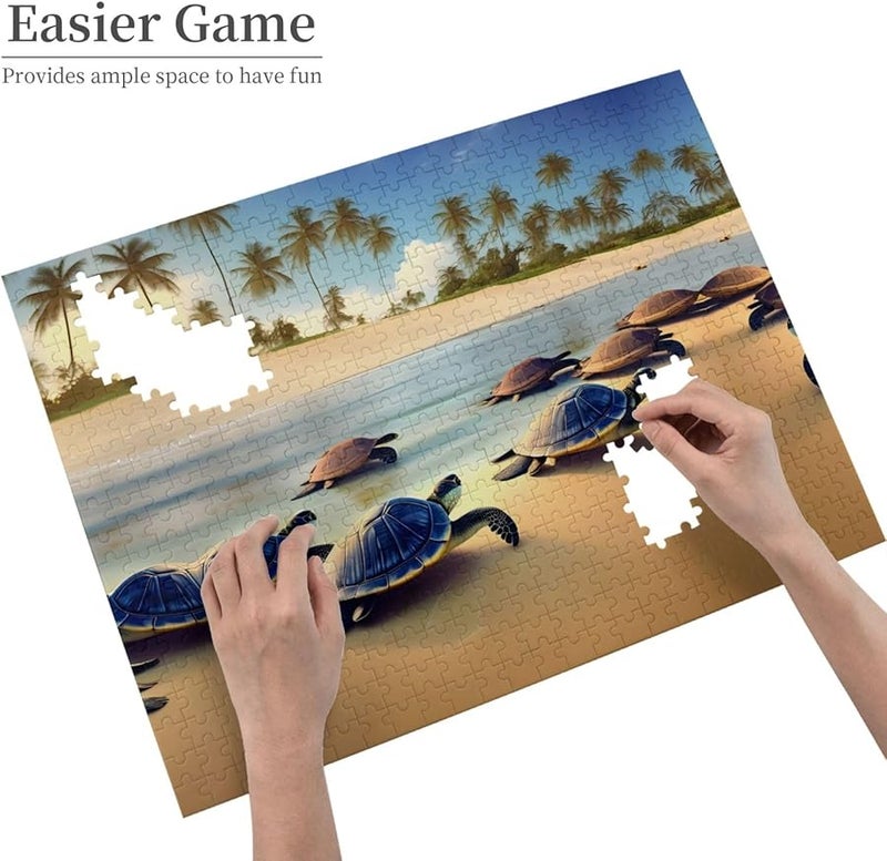 لغز بازل من 500 قطعة لسلاحف فايا على الشاطئ لتزيين المنزل للكبار - Image 3